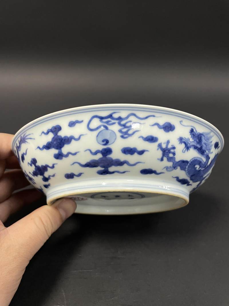 清雍正 青花云龙纹盘 - 图4