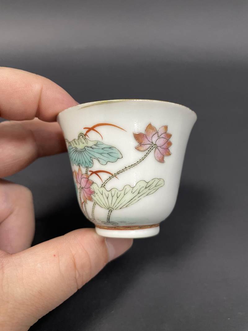 清同治 粉彩一路连科图杯 - 图6