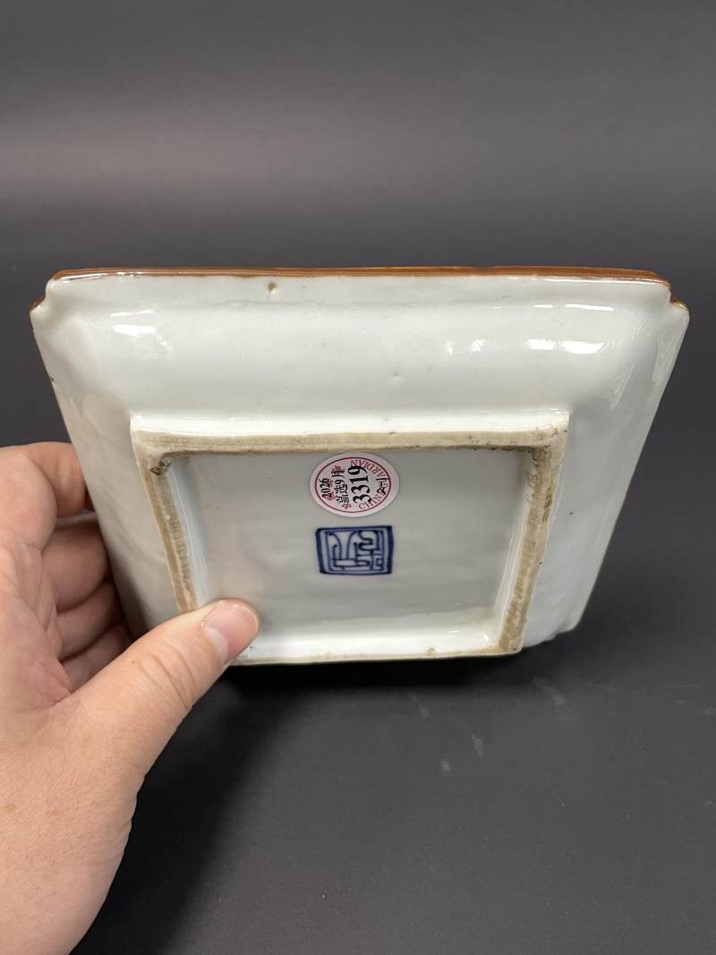 明天启 五彩高士图四方倭角盘一对 - 图13