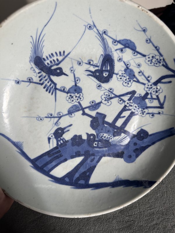 清中期 青花喜鹊登梅纹盘 - 图3