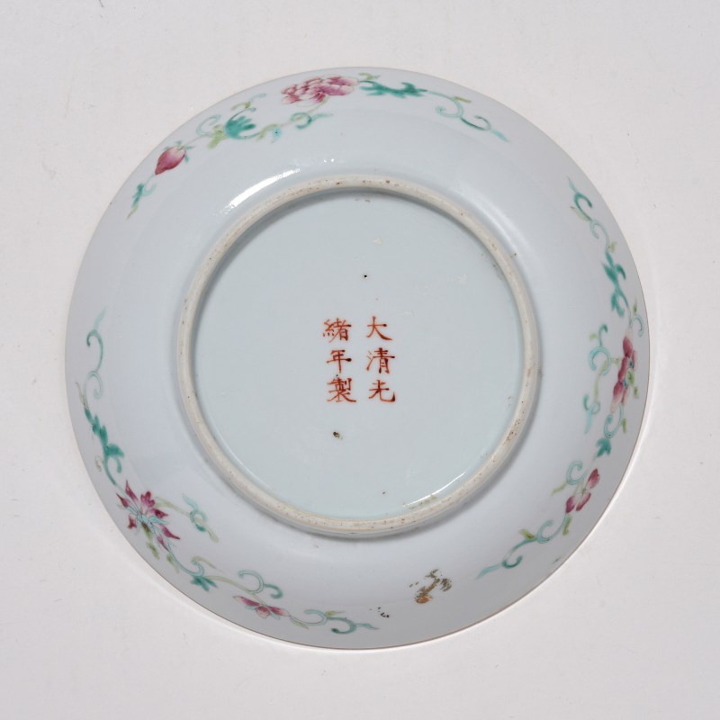 清光绪 松石绿地花鸟盘 - 图3