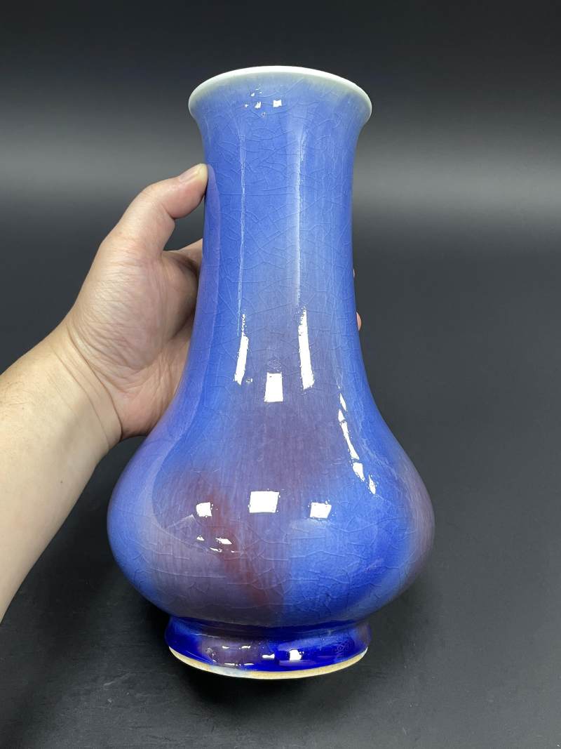 清中期 蓝釉红斑琵琶尊 - 图4