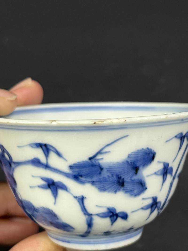 清康熙 青花岁寒三友图杯一对 - 图10