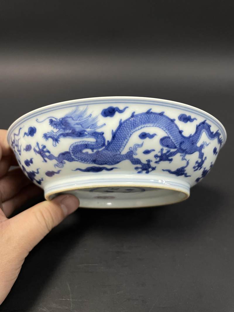 清雍正 青花云龙纹盘 - 图5