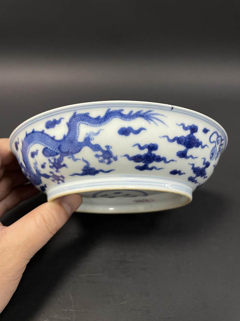 清雍正 青花云龙纹盘 - 图6