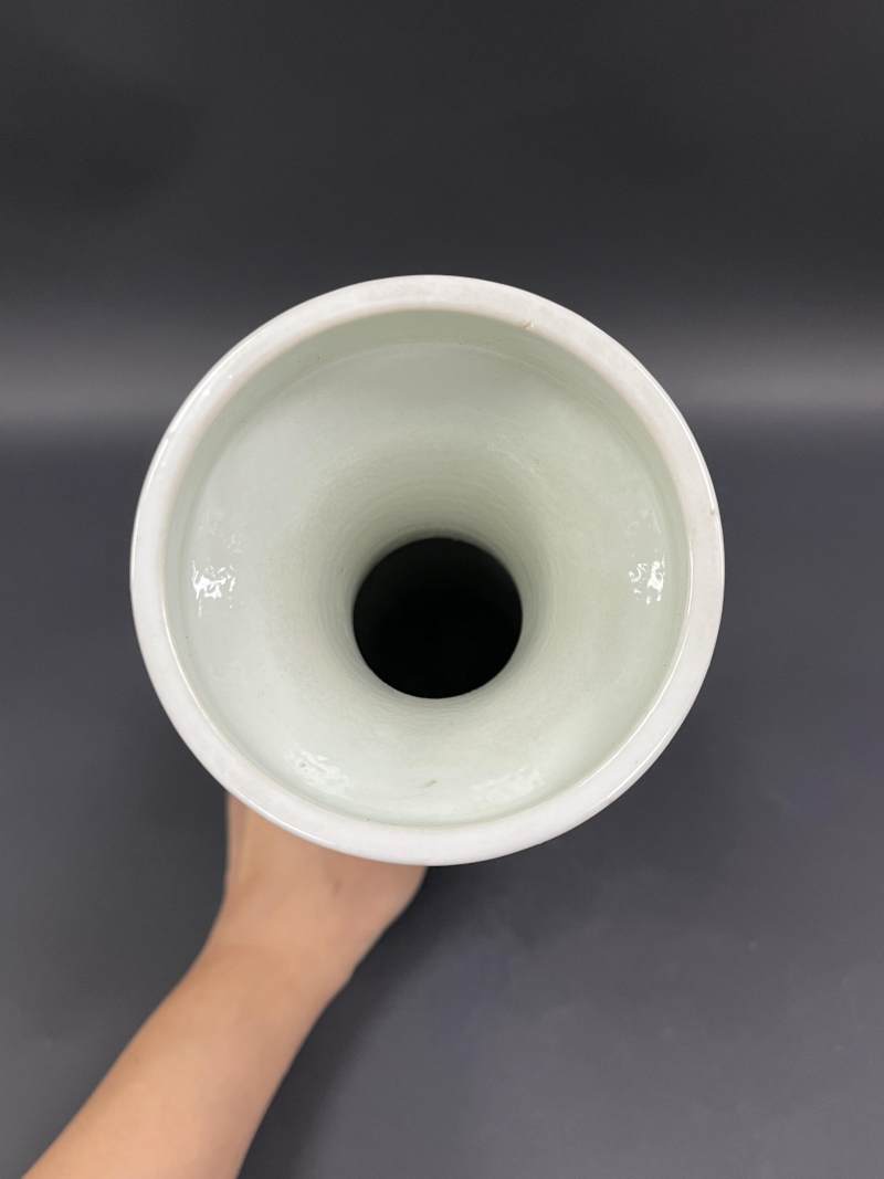清晚期 青白釉暗刻缠枝花卉纹兽耳盘口瓶 - 图7