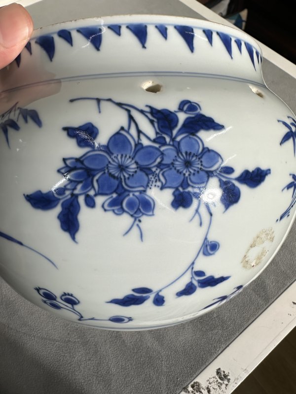 明崇祯 青花花卉粥罐 - 图5