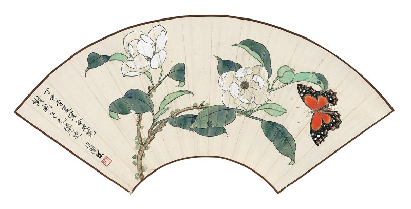 于非闇　書畫合璧扇　設色、水墨紙本　立軸　一九四七年作 | YU FEI'AN (1889-1959) - 图2