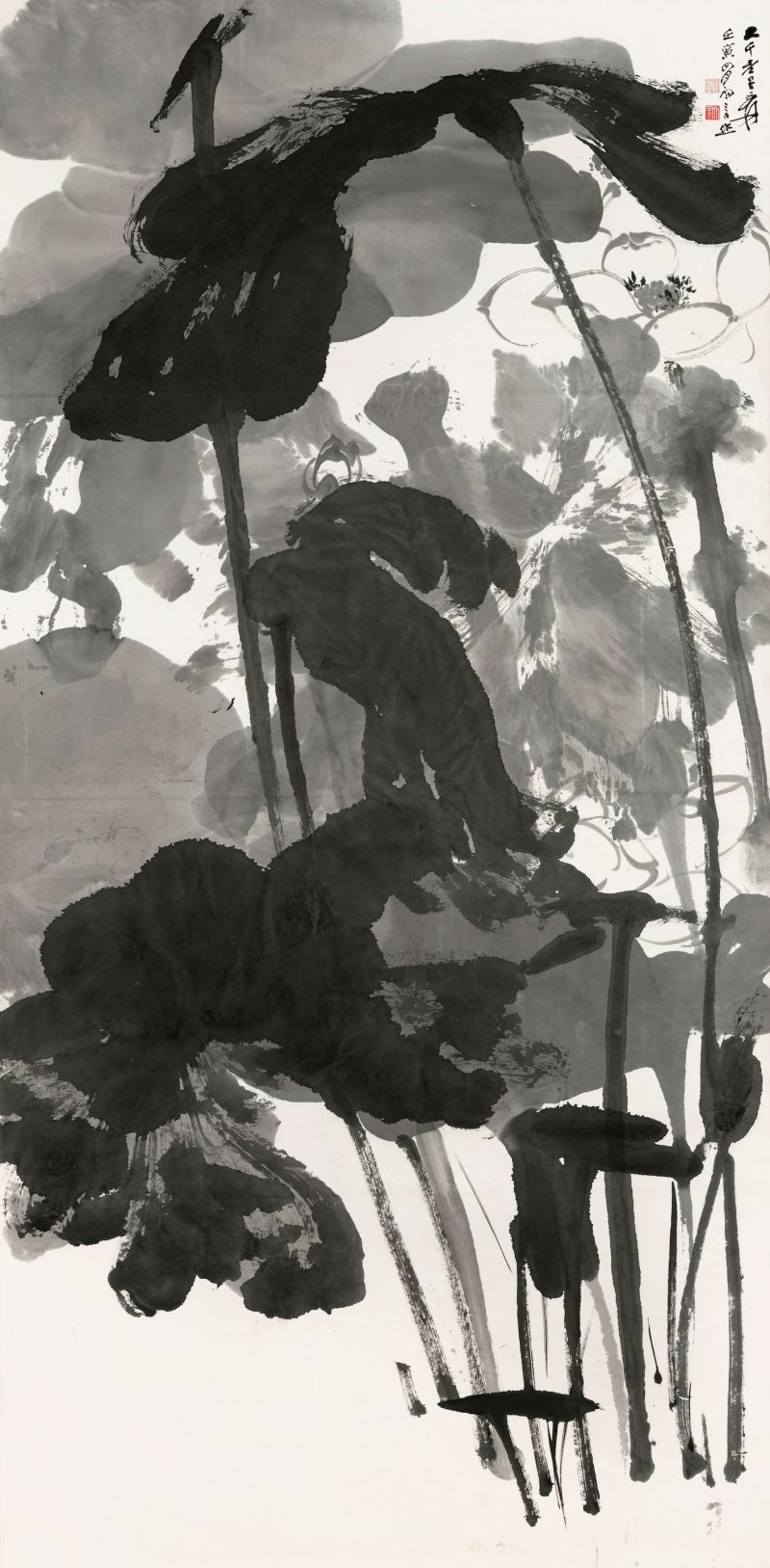 張大千　墨荷　水墨紙本　立軸　一九六二年作 | ZHANG DAQIAN (CHANG DAI-CHIEN, 1899-1983)