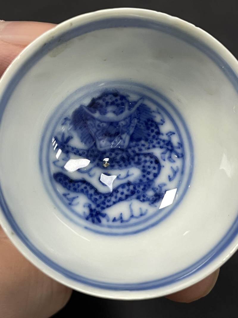 清光绪 青花八卦云鹤纹杯 - 图7