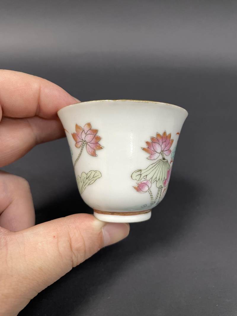 清同治 粉彩一路连科图杯 - 图7