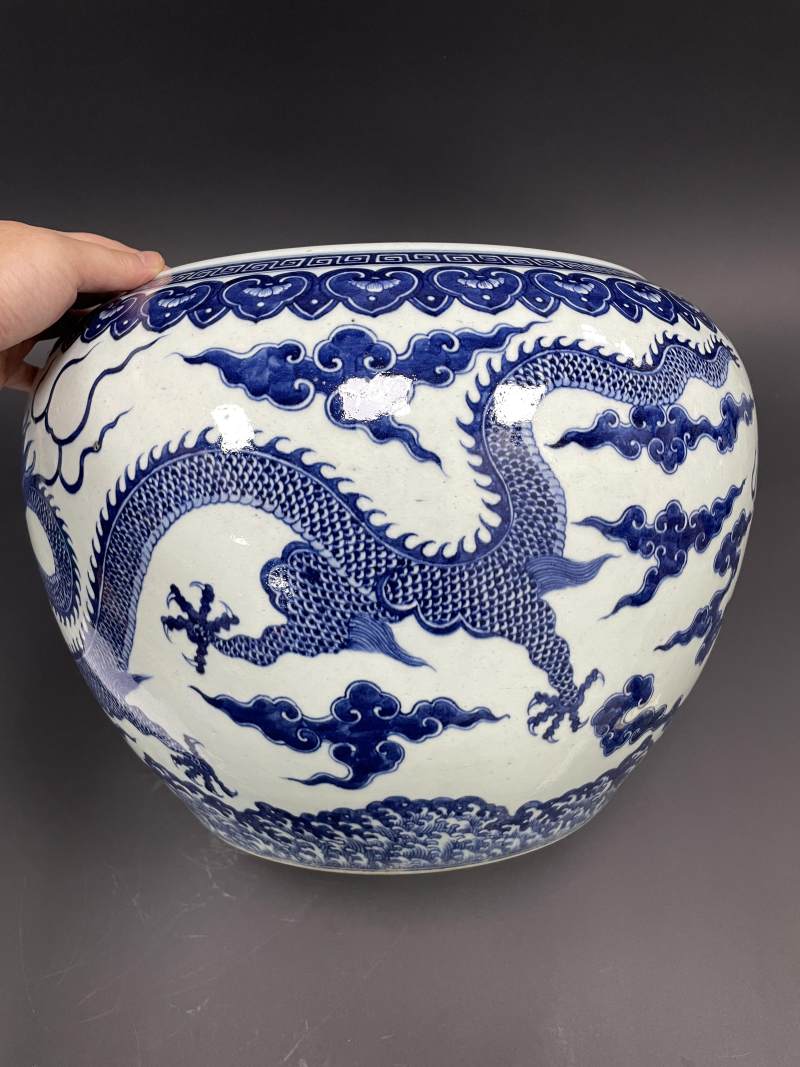 清晚期 青花云龙纹缸 - 图3