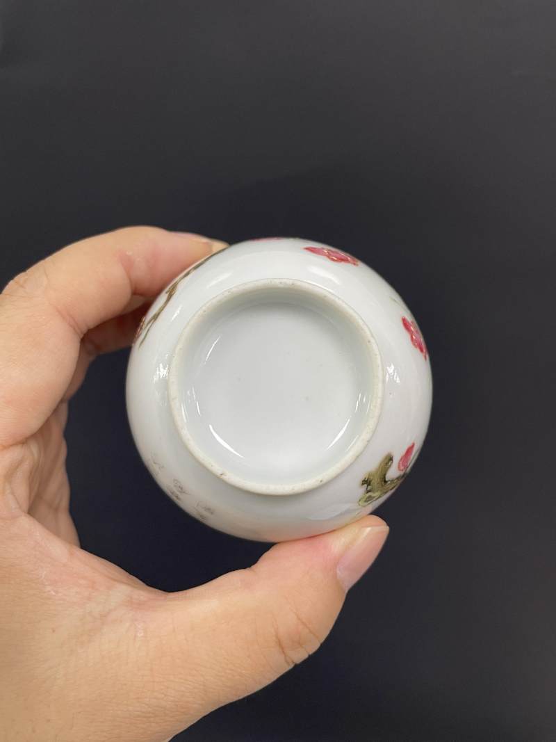 清中期 粉彩梅花诗文杯 - 图9