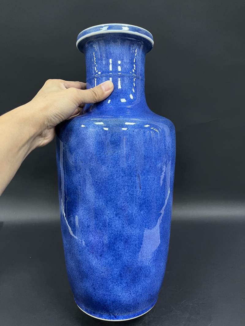 清康熙 洒蓝釉棒槌瓶 - 图3