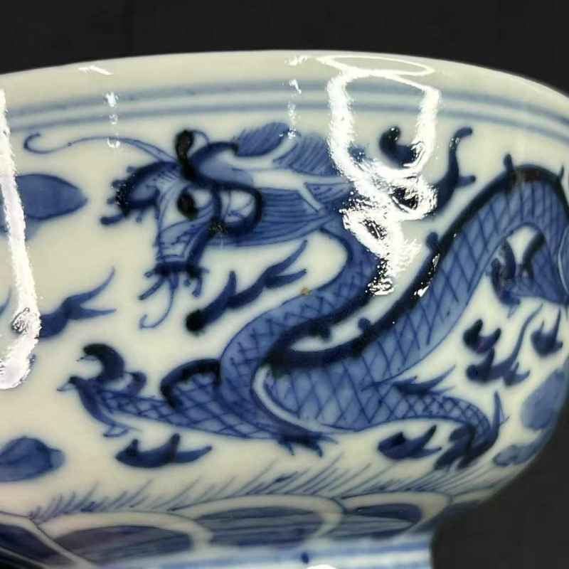 清晚期 青花云龙五福捧寿纹茶园一对 - 图40