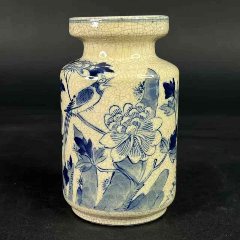 清中晚期 煨瓷青花花鸟纹瓶 - 图20