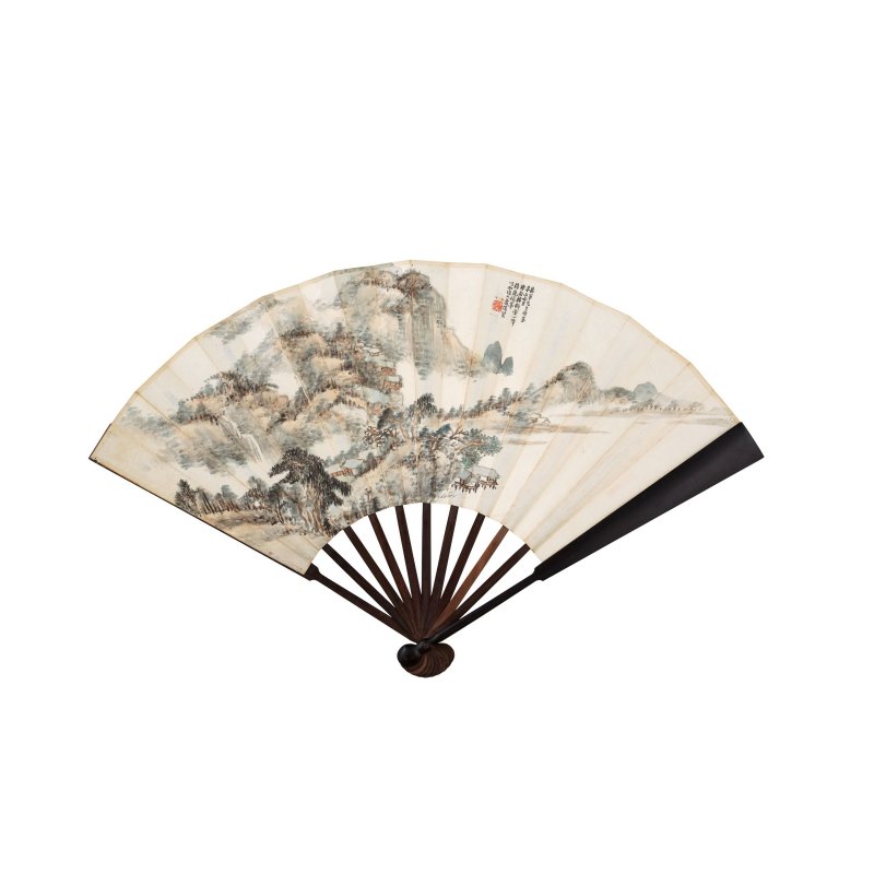 蕭俊賢　浮嵐暖翠　設色紙本　成扇　一九三一年作 | XIAO JUNXIAN (1865-1949); ZHENG YUAN (1866-1943) - 图2