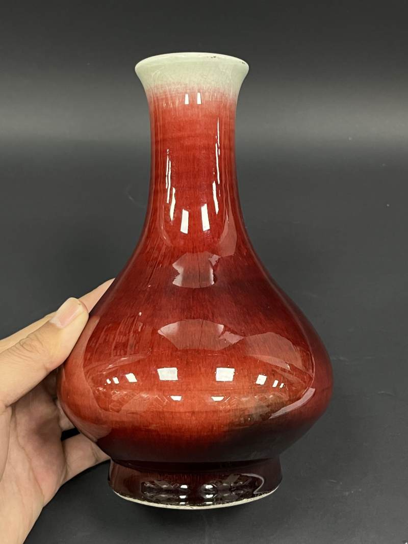 清乾隆 郎红釉荸荠瓶 - 图3