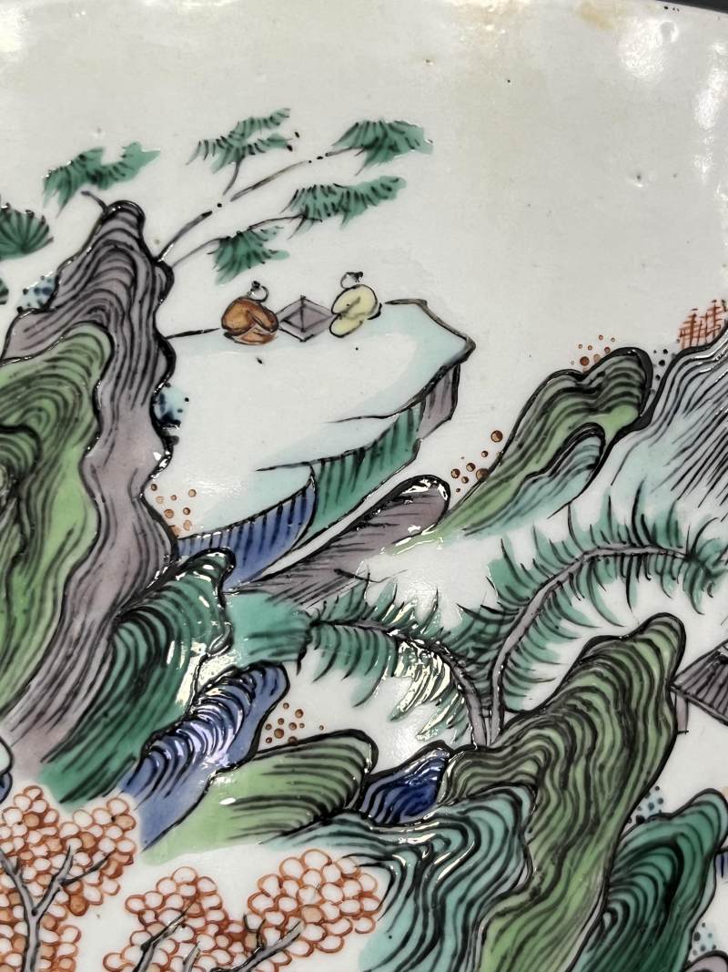 清 五彩披麻皴山水纹大笔筒 - 图10