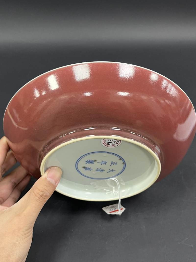 清雍正 红釉盘 - 图5