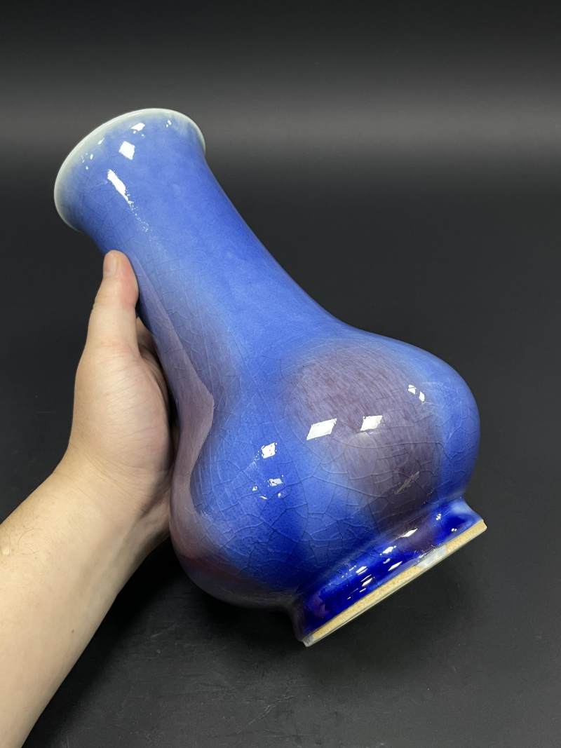 清中期 蓝釉红斑琵琶尊 - 图8
