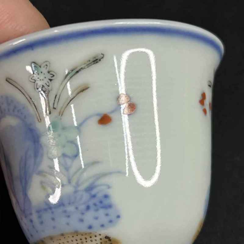 清光绪 斗彩洞石花卉纹杯一对 - 图30