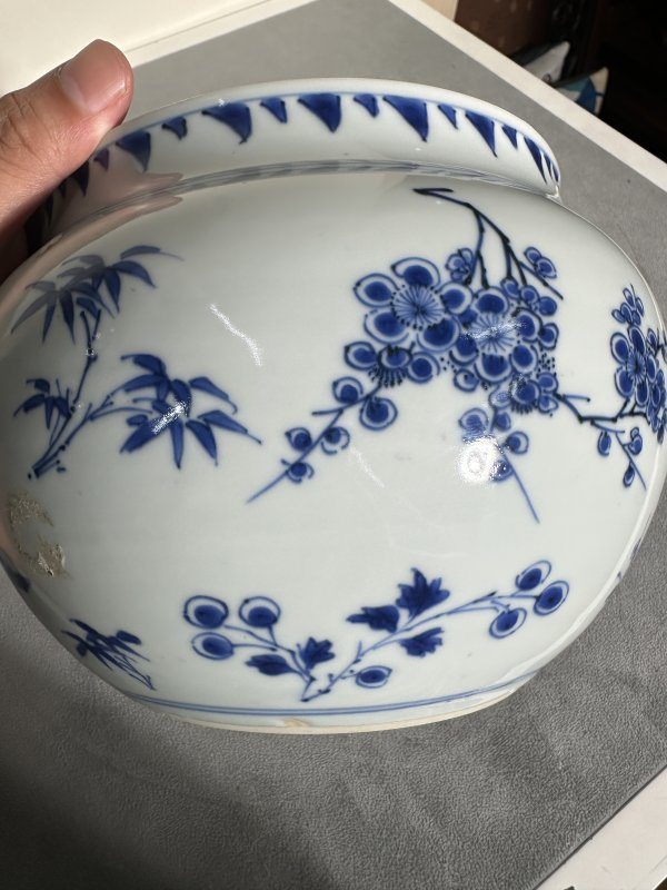 明崇祯 青花花卉粥罐 - 图6