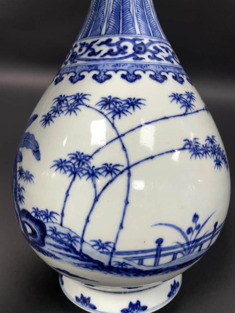 清咸丰 青花竹石芭蕉图玉壶春瓶 - 图10