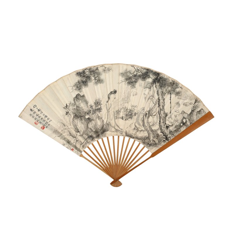 陸抑非　說法圖　水墨紙本　成扇　一九三八年作 | LU YIFEI (1908-1997); MA GONGYU (1893-1969) - 图5