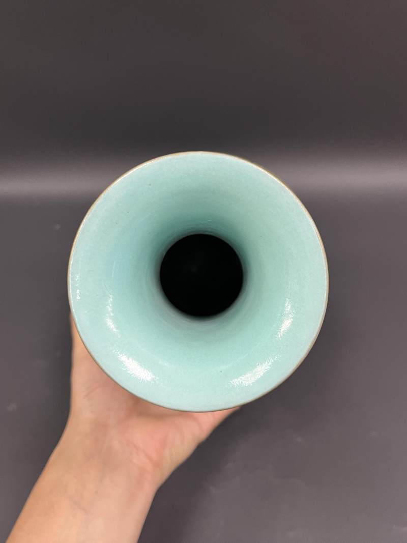 清道光 秋葵绿地洋彩福寿连绵喜字瓶 - 图5