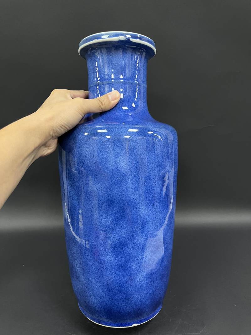 清康熙 洒蓝釉棒槌瓶 - 图4