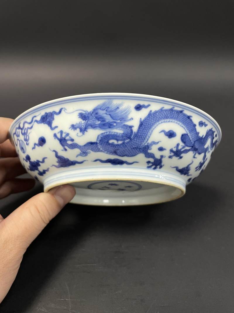 清雍正 青花云龙纹盘 - 图8