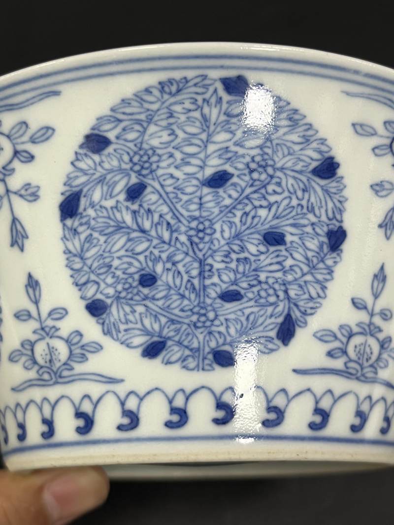 清道光 青花团花纹马蹄碗 - 图7
