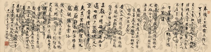 譚延闓　雜臨舊帖　水墨雲龍紋蠟箋　鏡心　一九二九年作 | TAN YANKAI (1880-1930)