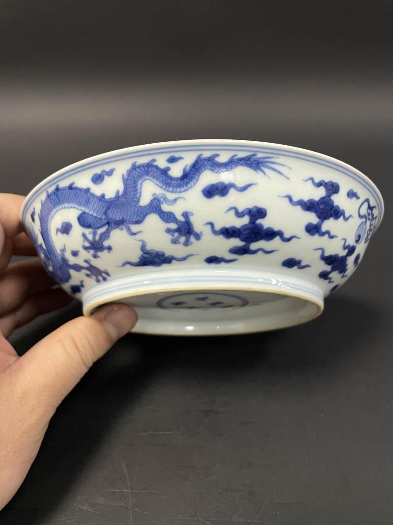 清雍正 青花云龙纹盘 - 图9