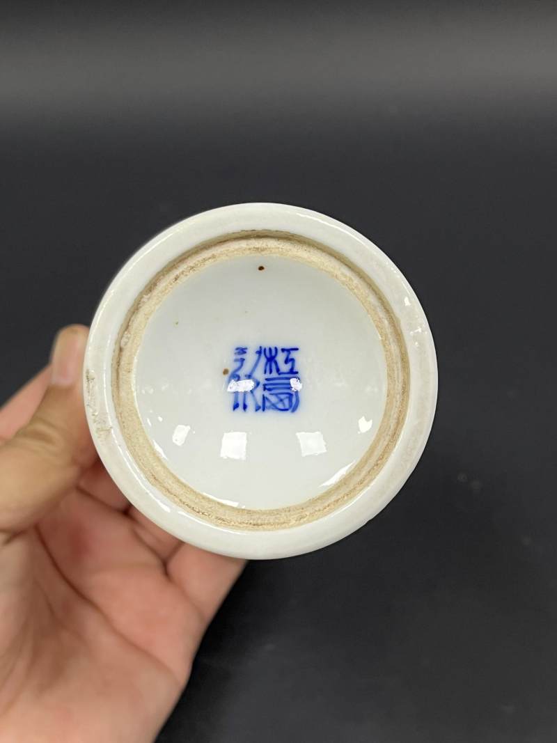 民国 青花花鸟纹高足杯 - 图7