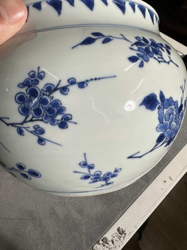 明崇祯 青花花卉粥罐 - 图7