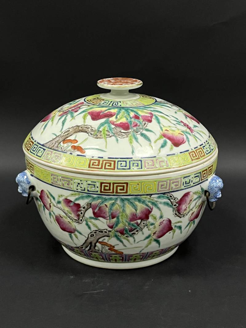 清光绪 粉彩九桃温盅 - 图14