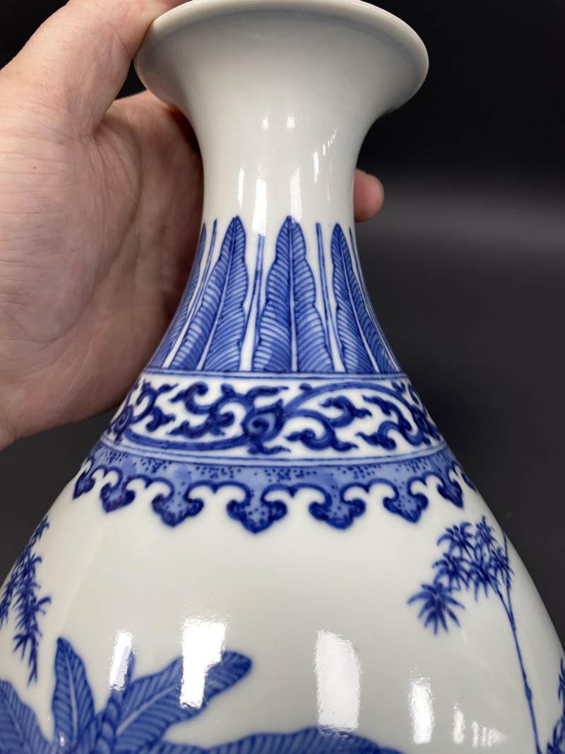 清咸丰 青花竹石芭蕉图玉壶春瓶 - 图13