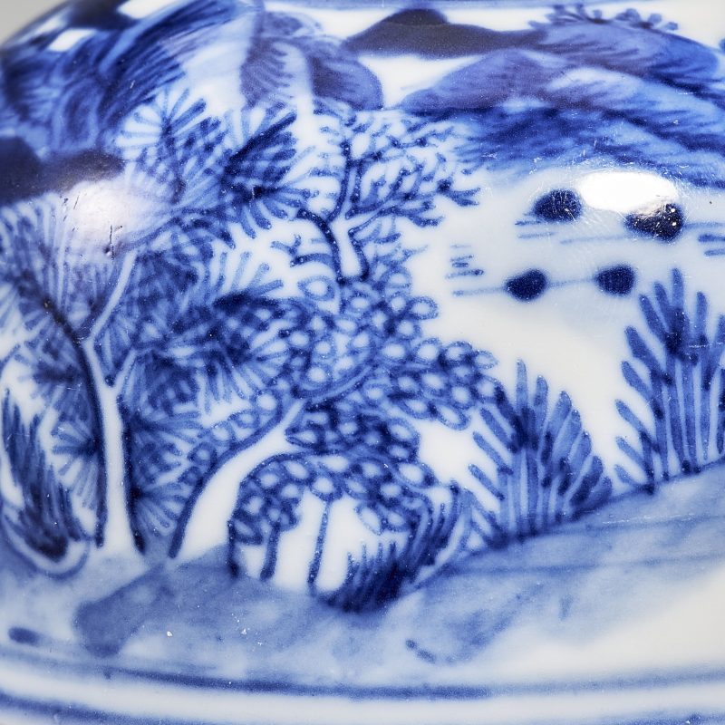 清光绪 青花山水水盂 - 图9