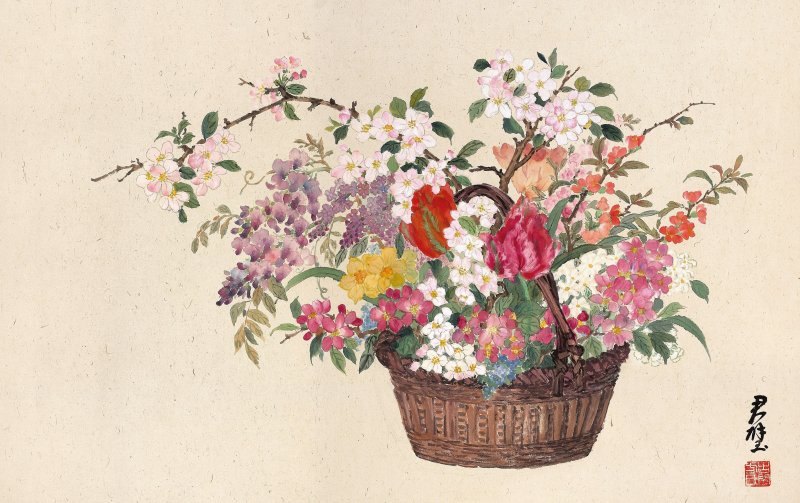 方君璧　籃花　設色紙本　鏡框 | FANG JUNBI (1898-1986)