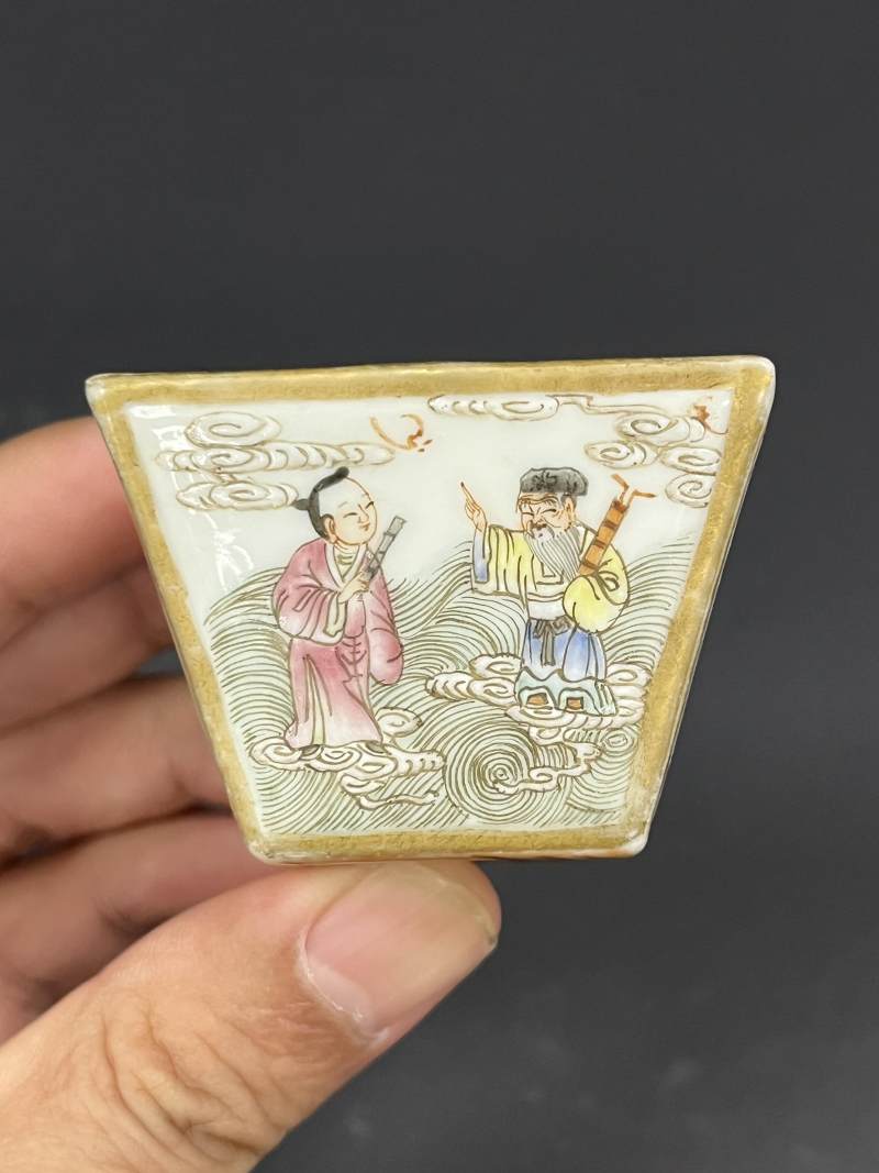 清中期 粉彩八仙过海图斗方杯四只 - 图17