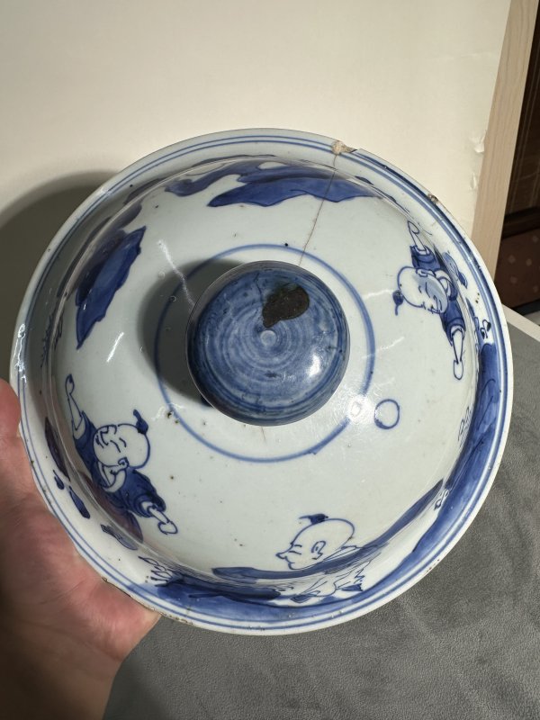 清康熙 青花婴戏图将军罐 - 图15