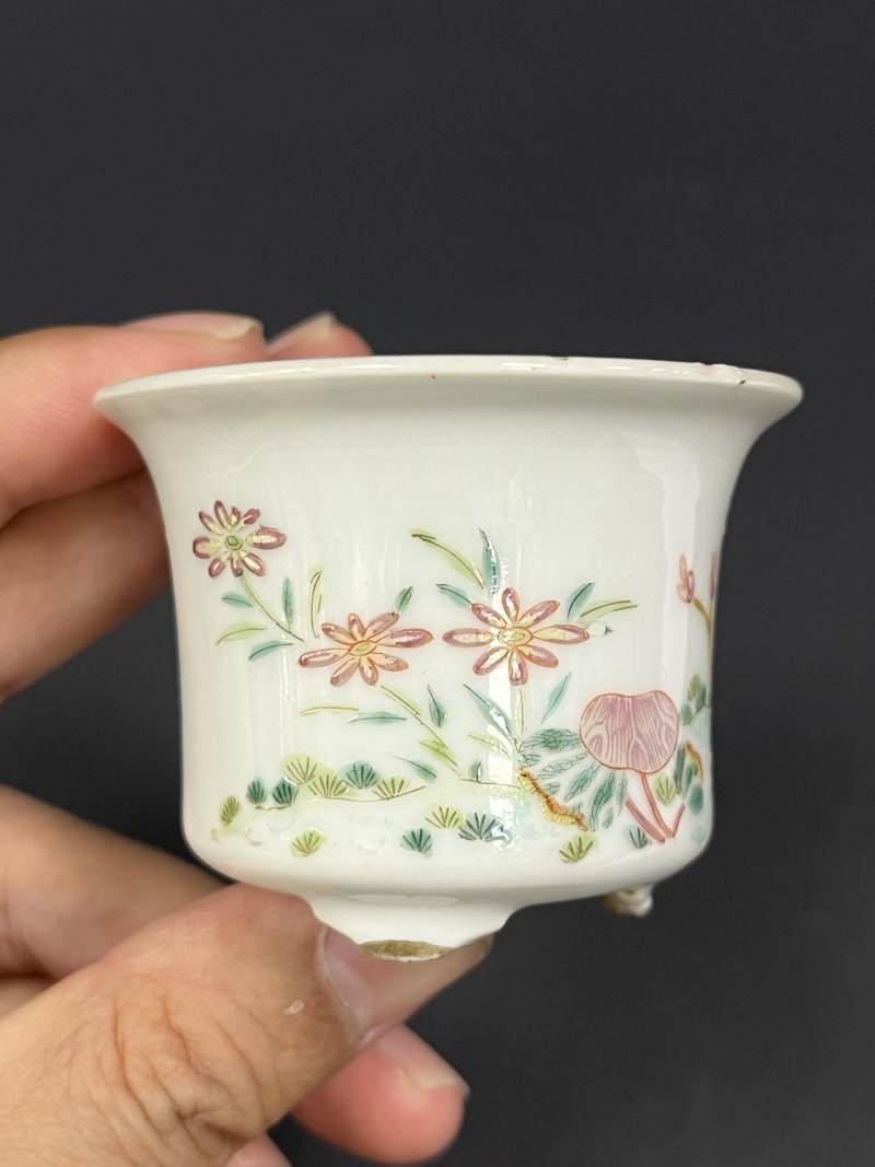 清中期 粉彩芦雁图小菖蒲盆一对 - 图7