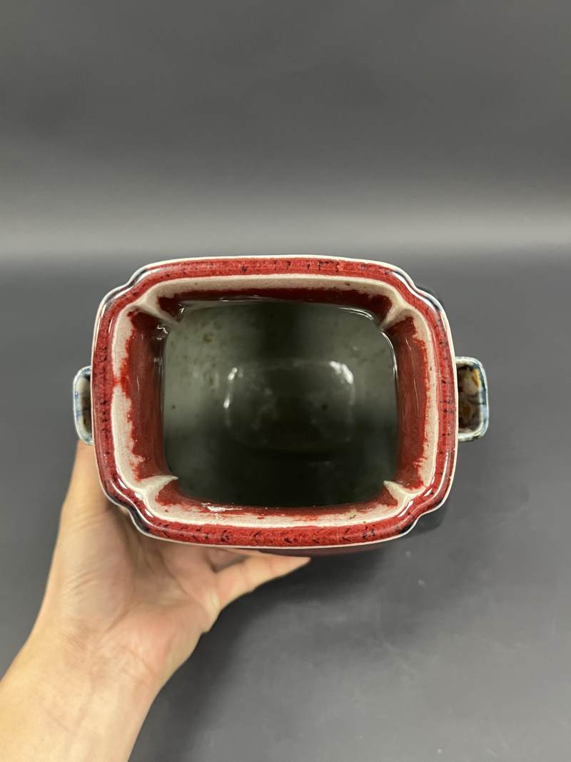 清同治 窑变釉贯耳瓶 - 图6