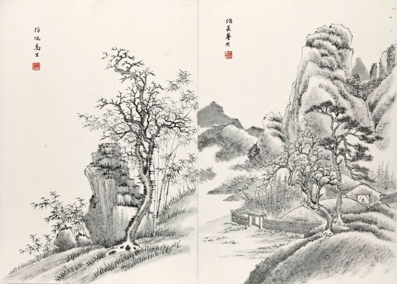 唐肯、馮飛 倣古山水　設色紙本　冊頁十八開　一九二八年、一九三一年作 | TANG KEN (1876-1950); FENG FEI (?-1968) - 图29