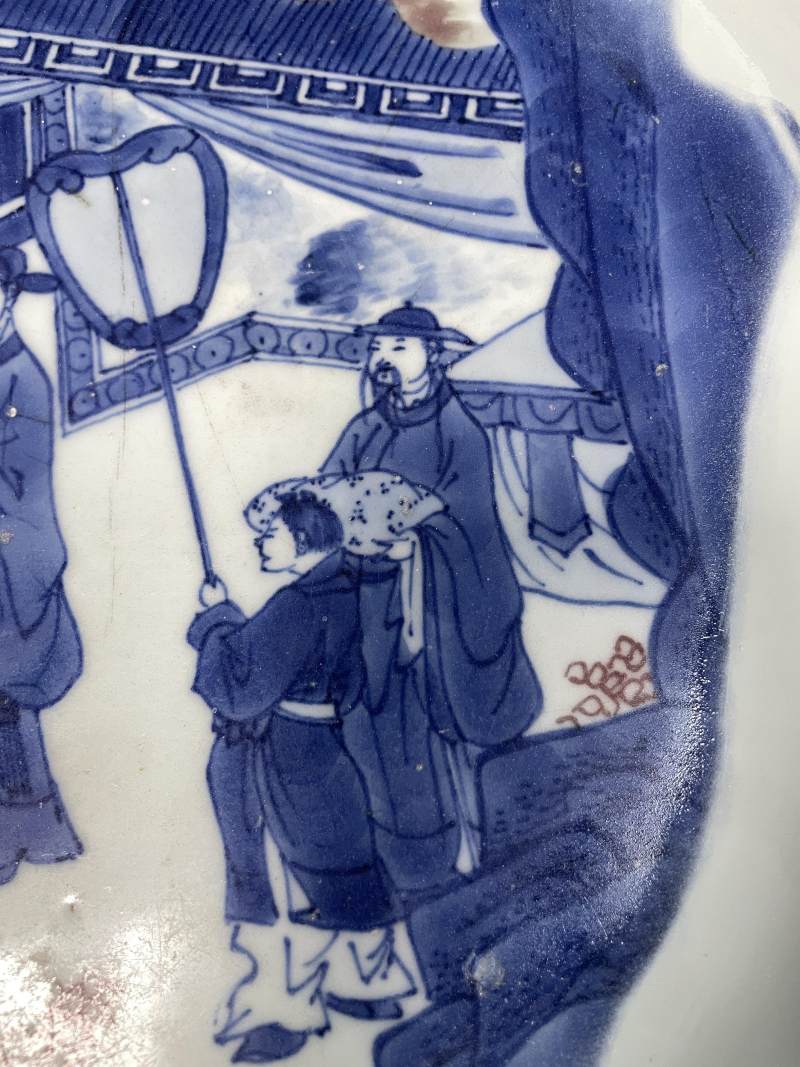 清康熙 青花釉里红折桂图大盘 - 图6