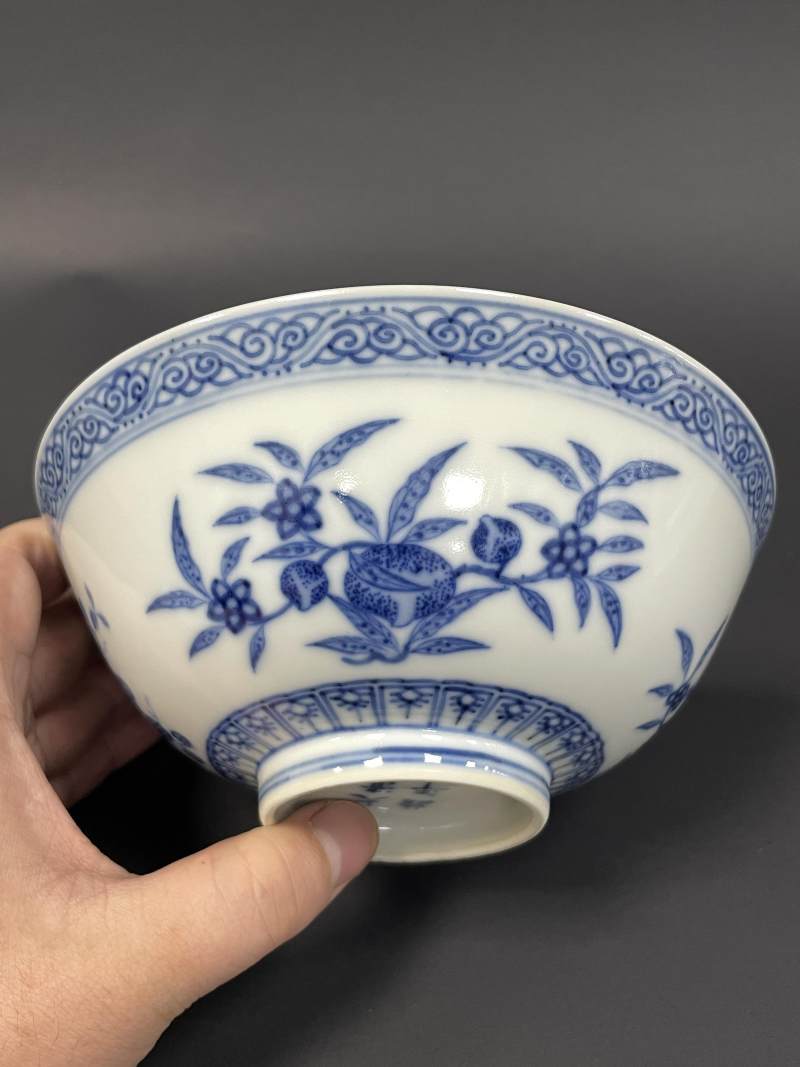 清光绪 青花三多纹碗 - 图3