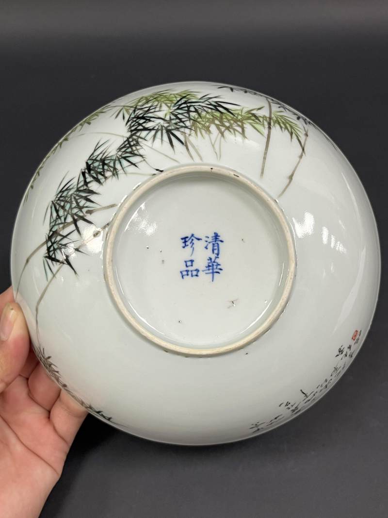 民国三年（1914年） 李纯赠段芝贵粉彩竹纹大碗一对 - 图7