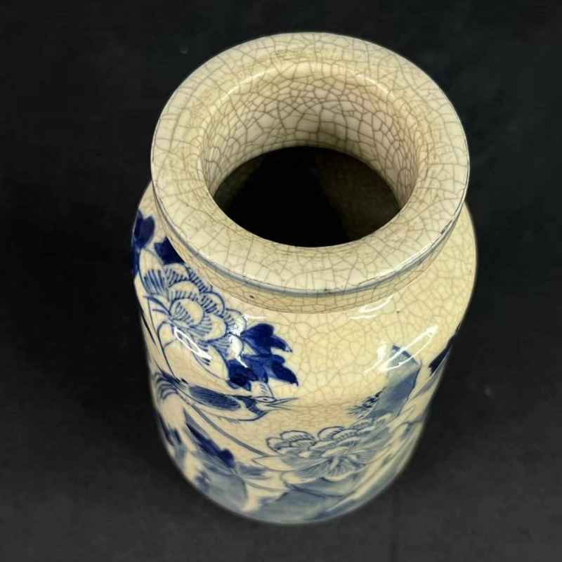 清中晚期 煨瓷青花花鸟纹瓶 - 图24